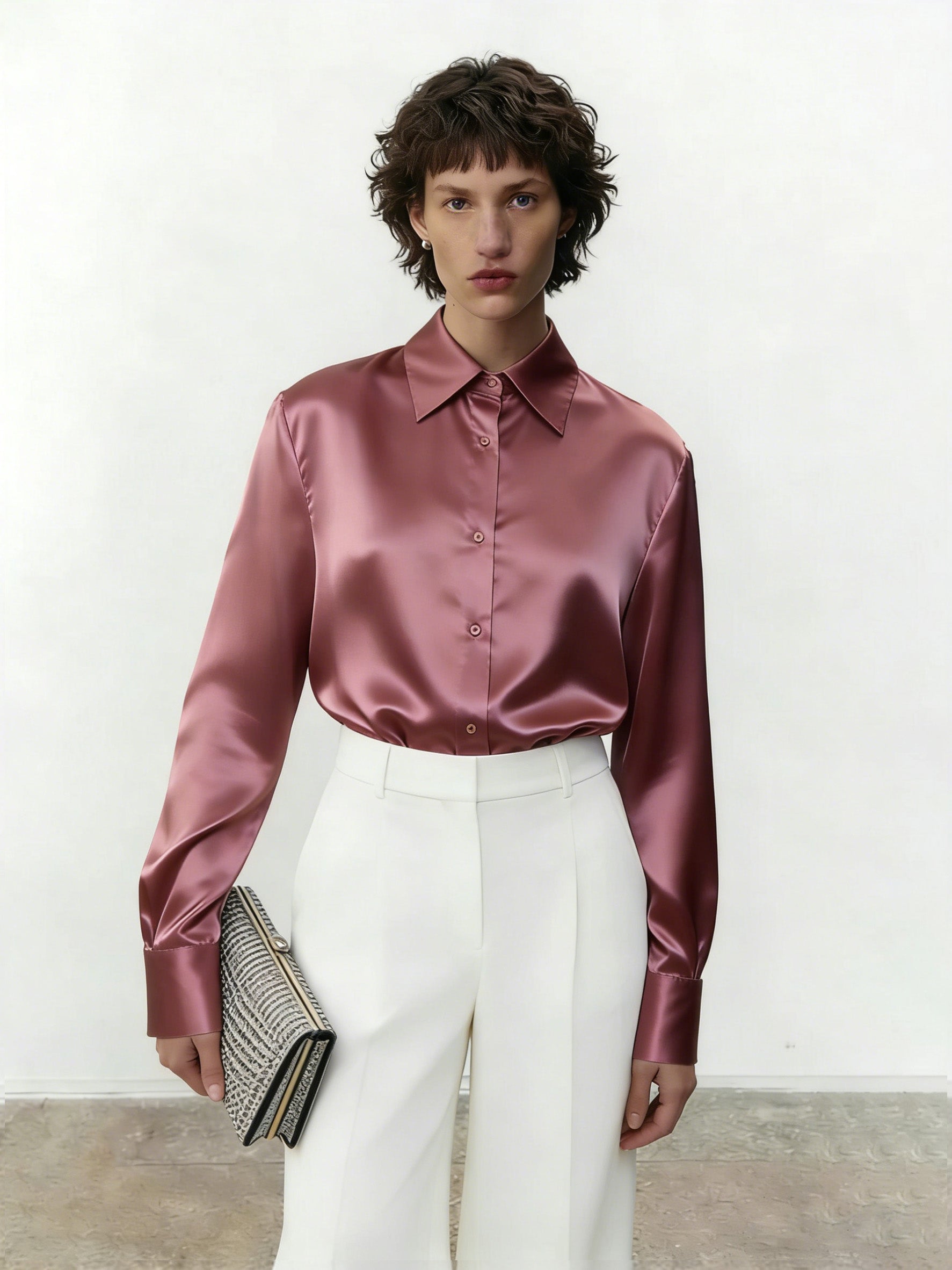 Sky Blue Satin Shirt