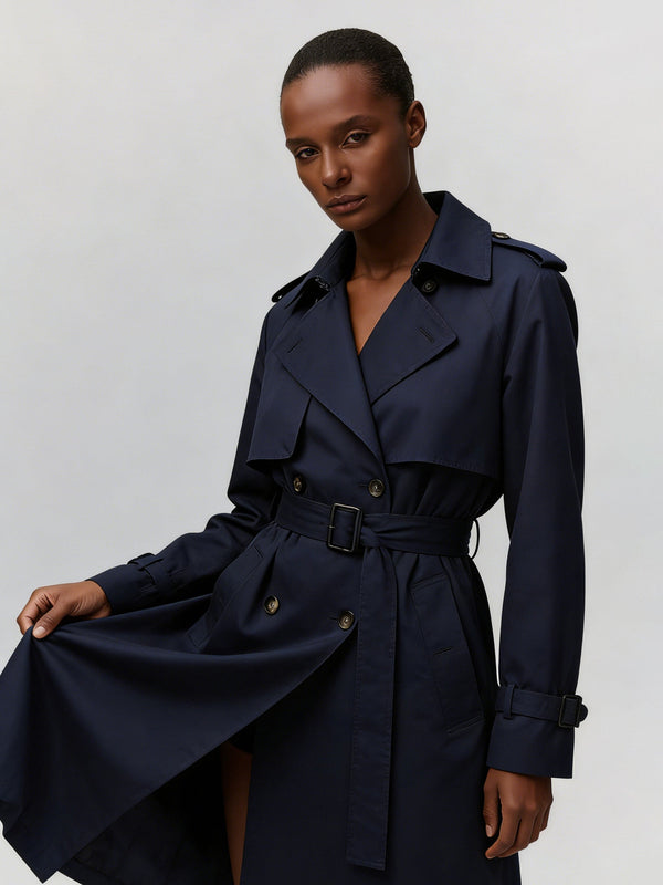 Navy Double-Breasted Trench